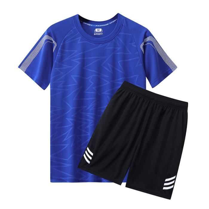 Men's Sportswear Set - Quick-Drying - Breathable - Light Blue - Fitness - Short Sleeves