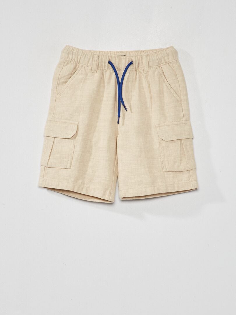 Effen bermudashorts van linnen - BEIGE