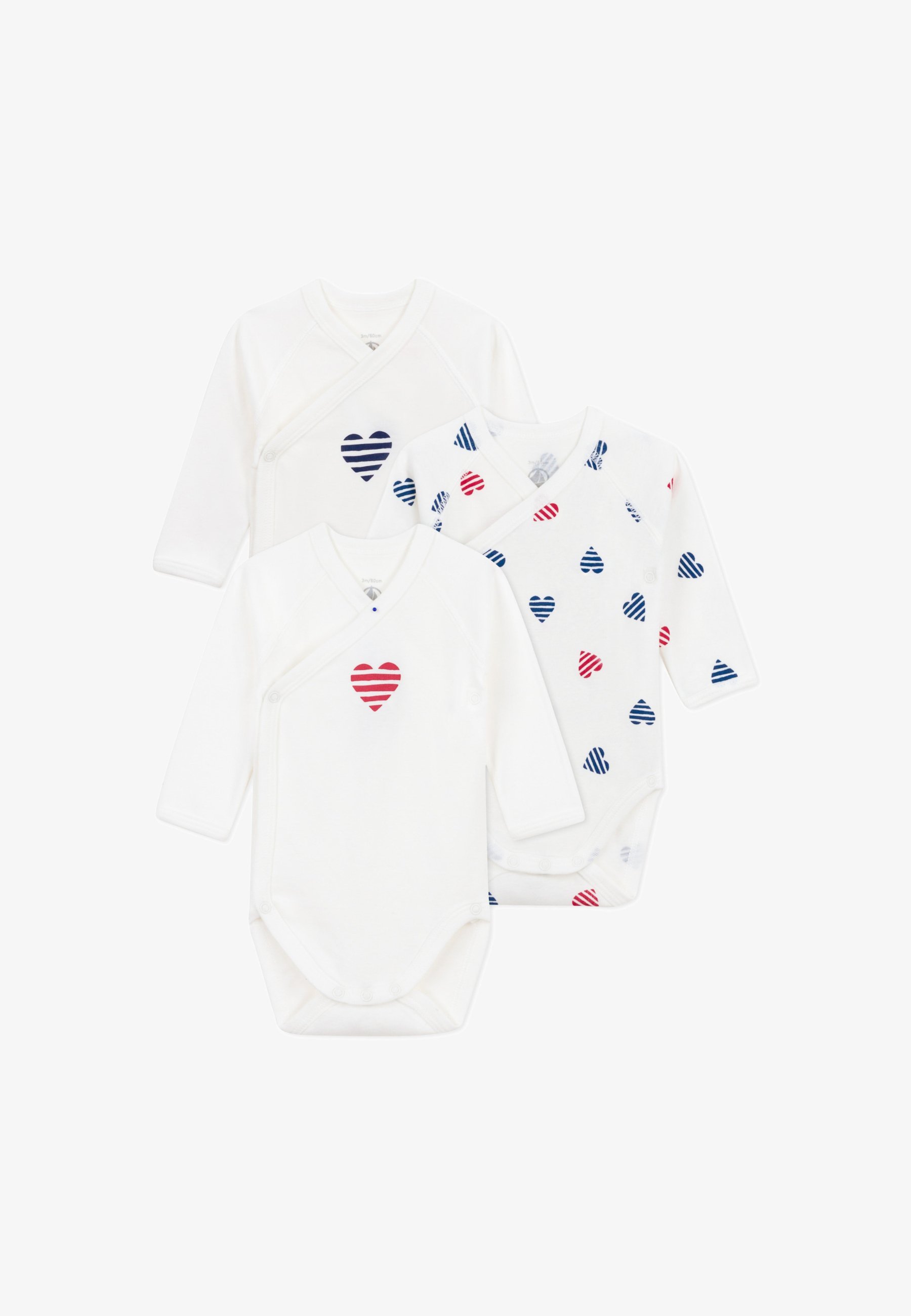 Petit Bateau NEWBORN NAISS UNISEX 3 PACK - Body - marshmallow/multicolor