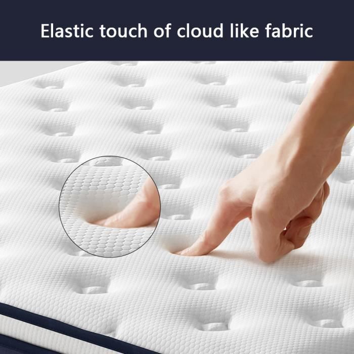 Colchón de muelles ensacados STANOW® de 140x190 cm, calidad certificada, 25 cm de grosor.