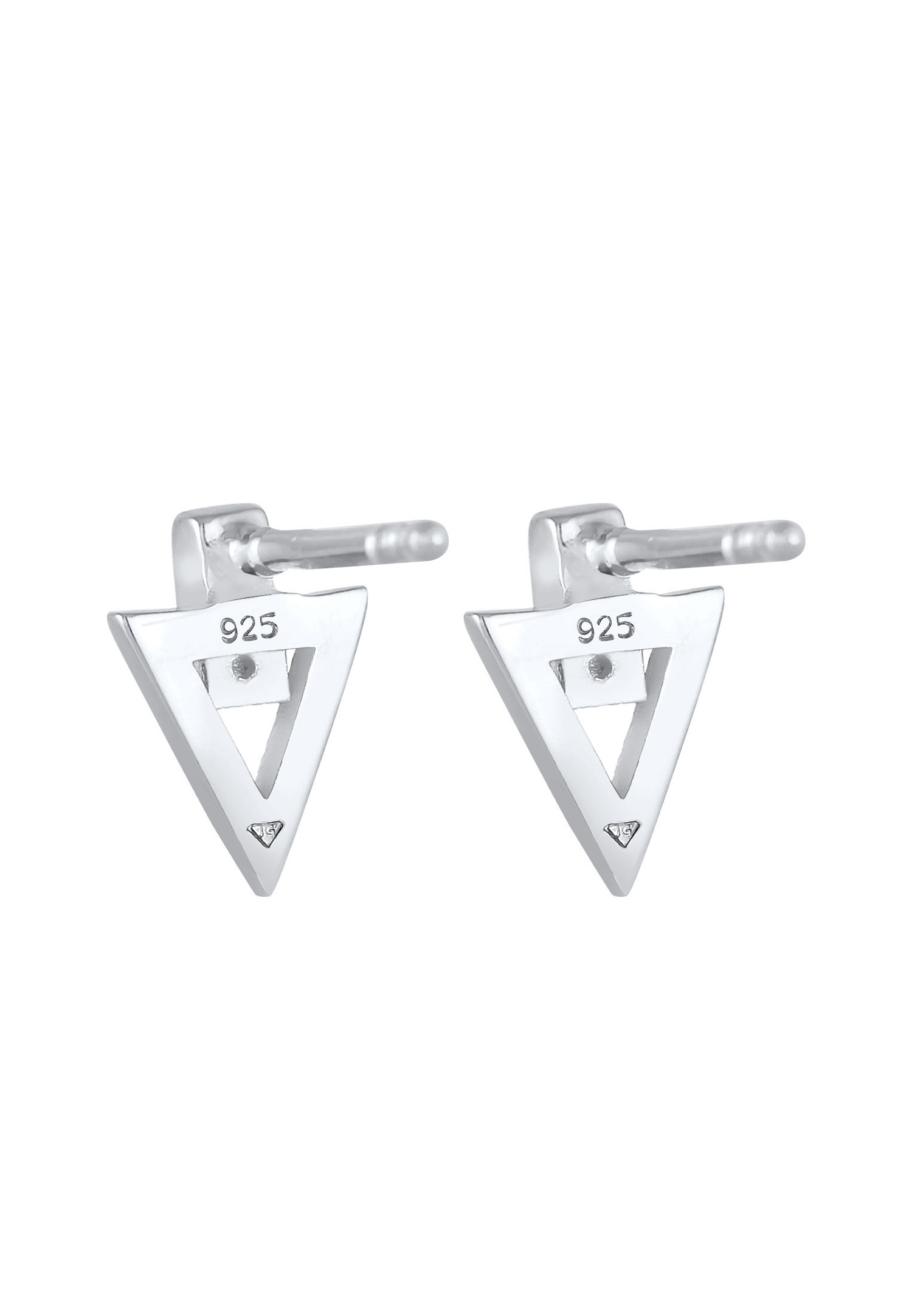 Elli Boucles d'oreilles pour femmes - Triangle classique avec pierres de zirconium en argent sterling 925 plaqué or