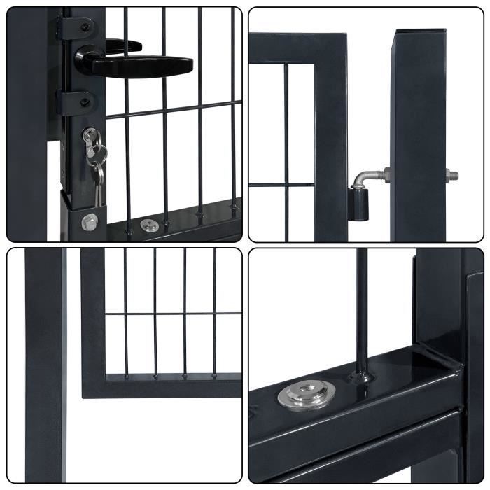 Porte de jardin - YRHOME - Portail simple - Acier galvanisé - 175 cm - Gris anthracite
