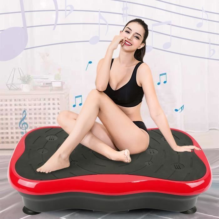 Fitness vibratieplaat - YIS - 200W vermogen - Bluetooth, USB, afstandsbediening - Rood/Zwart
