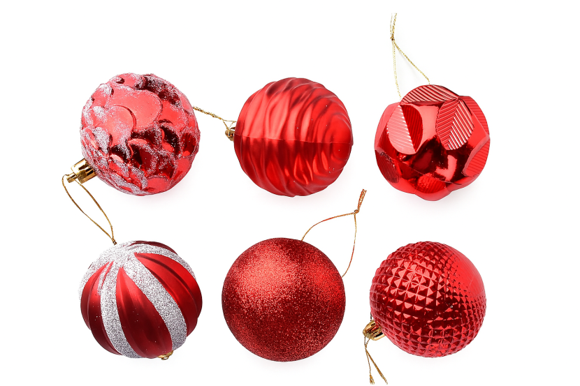 SANTA LILA Komplet 12 bombek czerwone 6cm