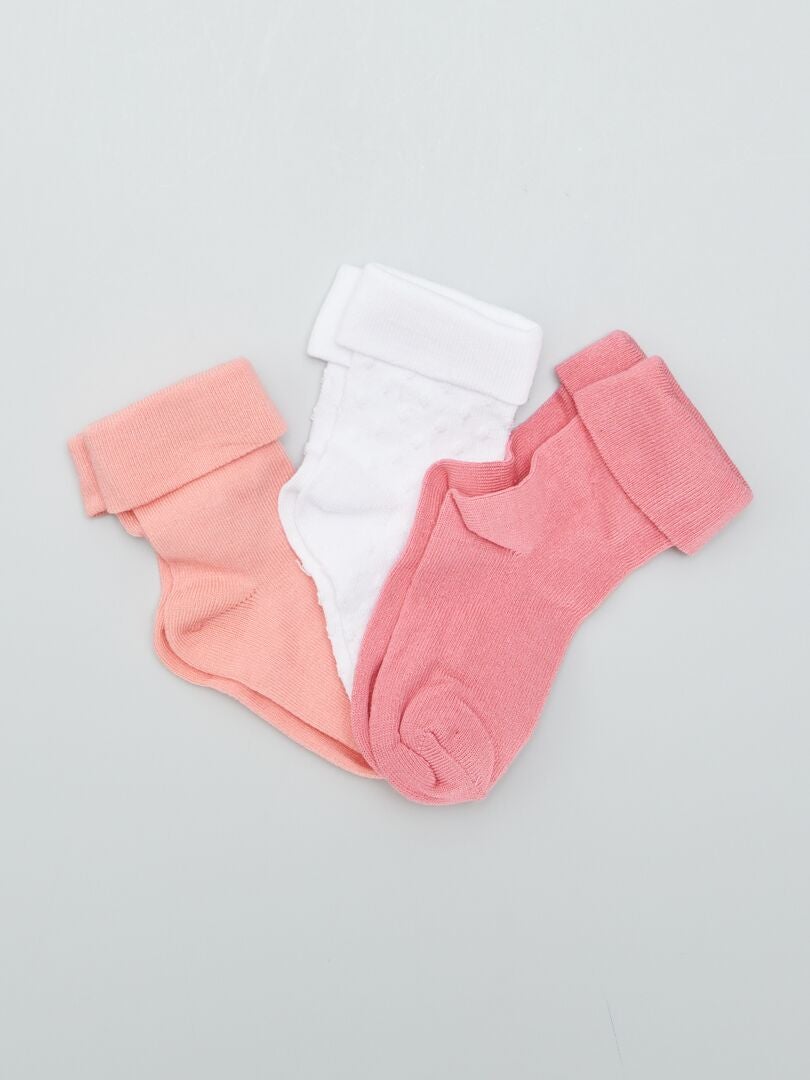 Juego de 3 pares de calcetines con puño - ROSA
