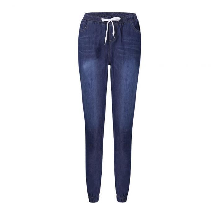 Jeans Femme Lacé Lavé Close-Up Bloomer Personnalité Mode Casual - FUNMOON - Slim - Bleu