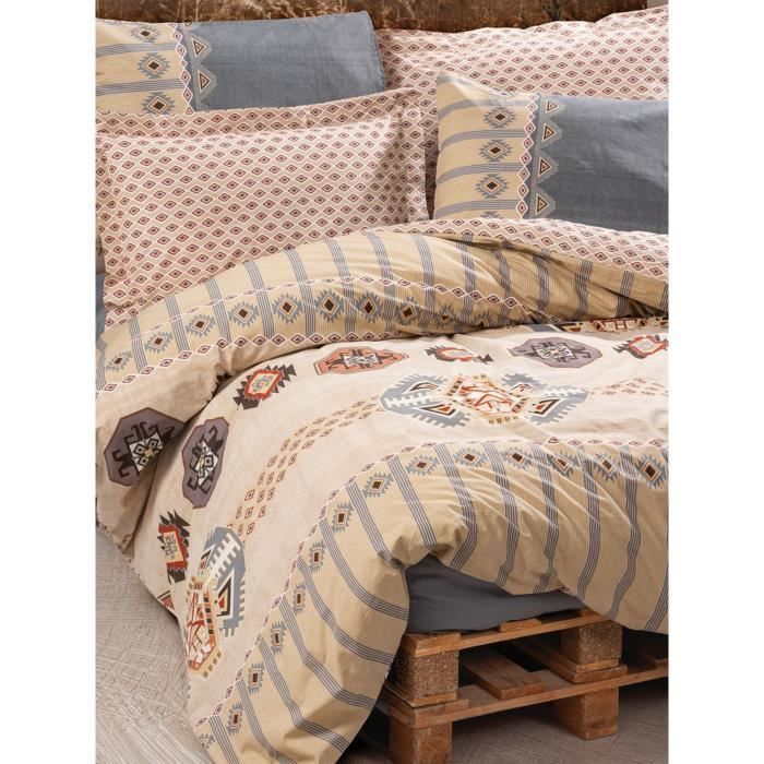 Juego de ropa de cama: 1 funda nórdica de 220 x 240 cm + 2 fundas de almohada de 60 x 60 cm - 100 % algodón reforzado - Beige