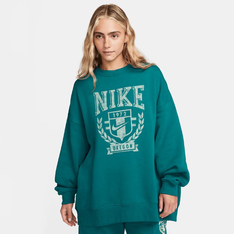 Felpa sportiva oversize girocollo in pile stile college