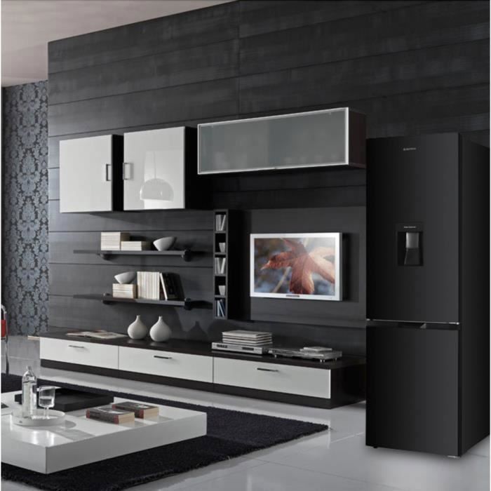 GEDTECH Réfrigérateur combiné GCB253NFBL conglateur bas 253L ( 182L  71L ) - Distributeur d'eau - No Frost - Noir