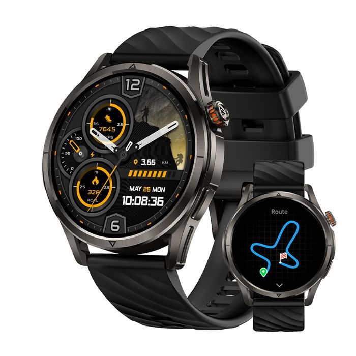 KOSPET R10 Heren Smartwatch met Ingebouwde GPS, 5ATM Waterbestendigheid, 1,43 inch scherm, activiteitstracker, compatibel met Android, iOS, Samsung, Xiaomi en iPhone - Zwart