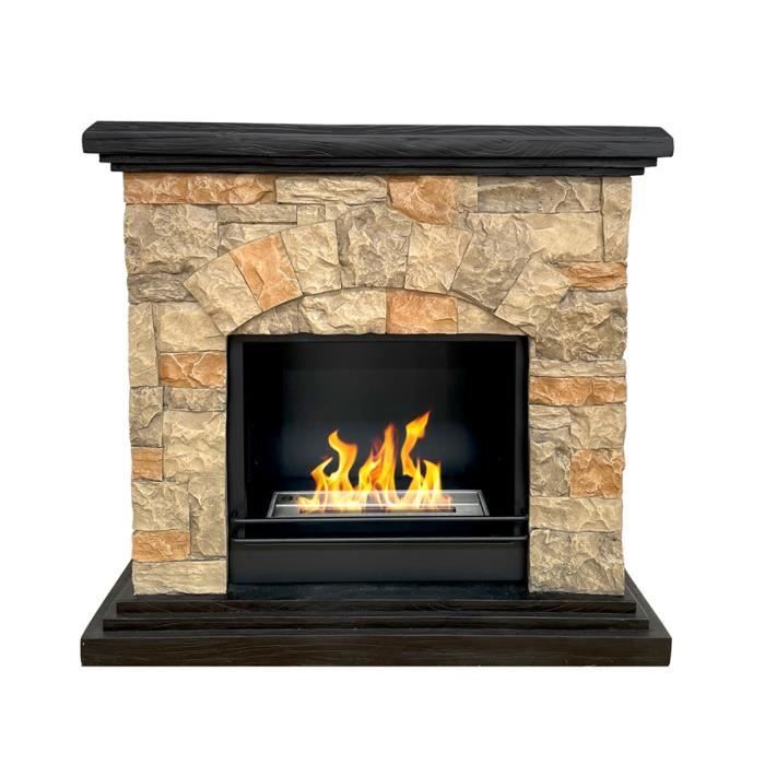 Chimenea de bioetanol - DIVINA FIRE - Belluno - Efecto piedra artificial - 105x38x100 cm - Ecológica