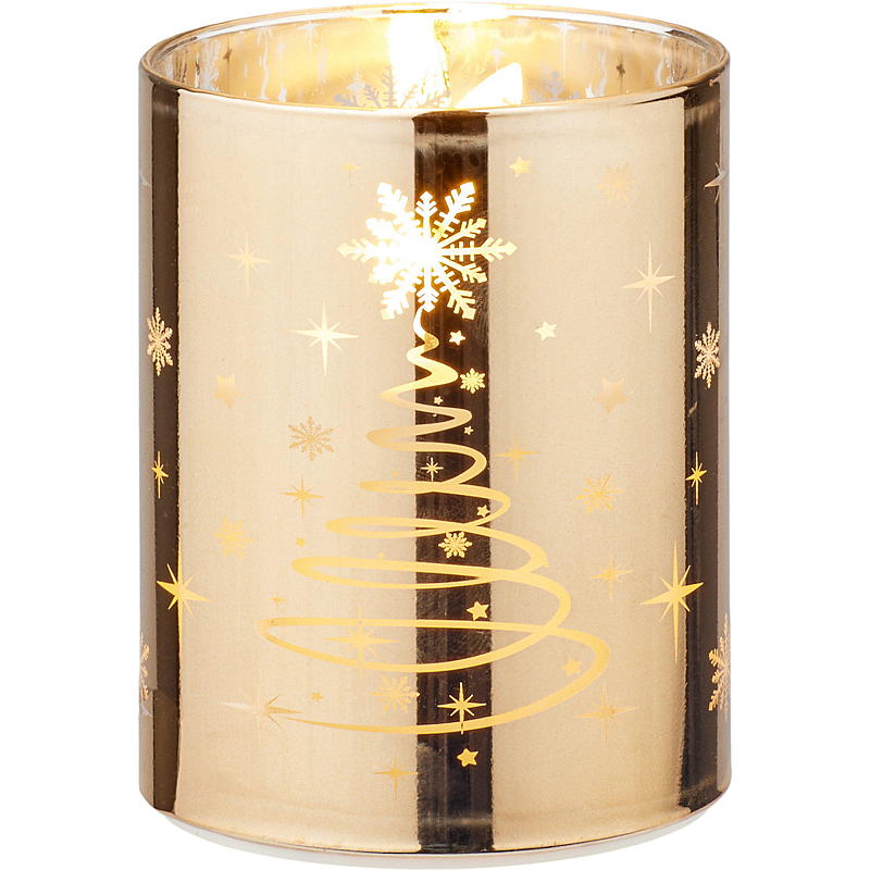 Vie Selected LED-lampe i glas 7,6x10 cm rød juledesign