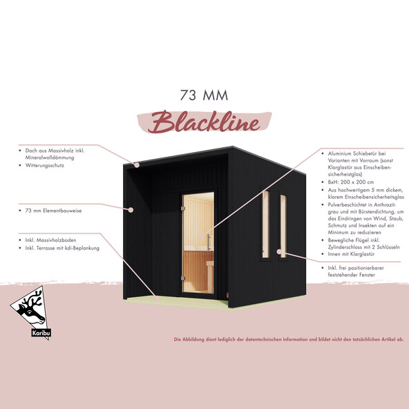 Elisa saunacabine, inclusief oven, zwart