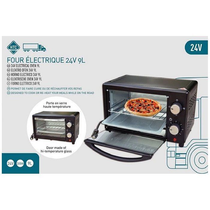 Horno eléctrico - HTC EQUIPEMENTS - 24V 300W 9L. Diseñado para cocinar o recalentar tus comidas fuera de casa.