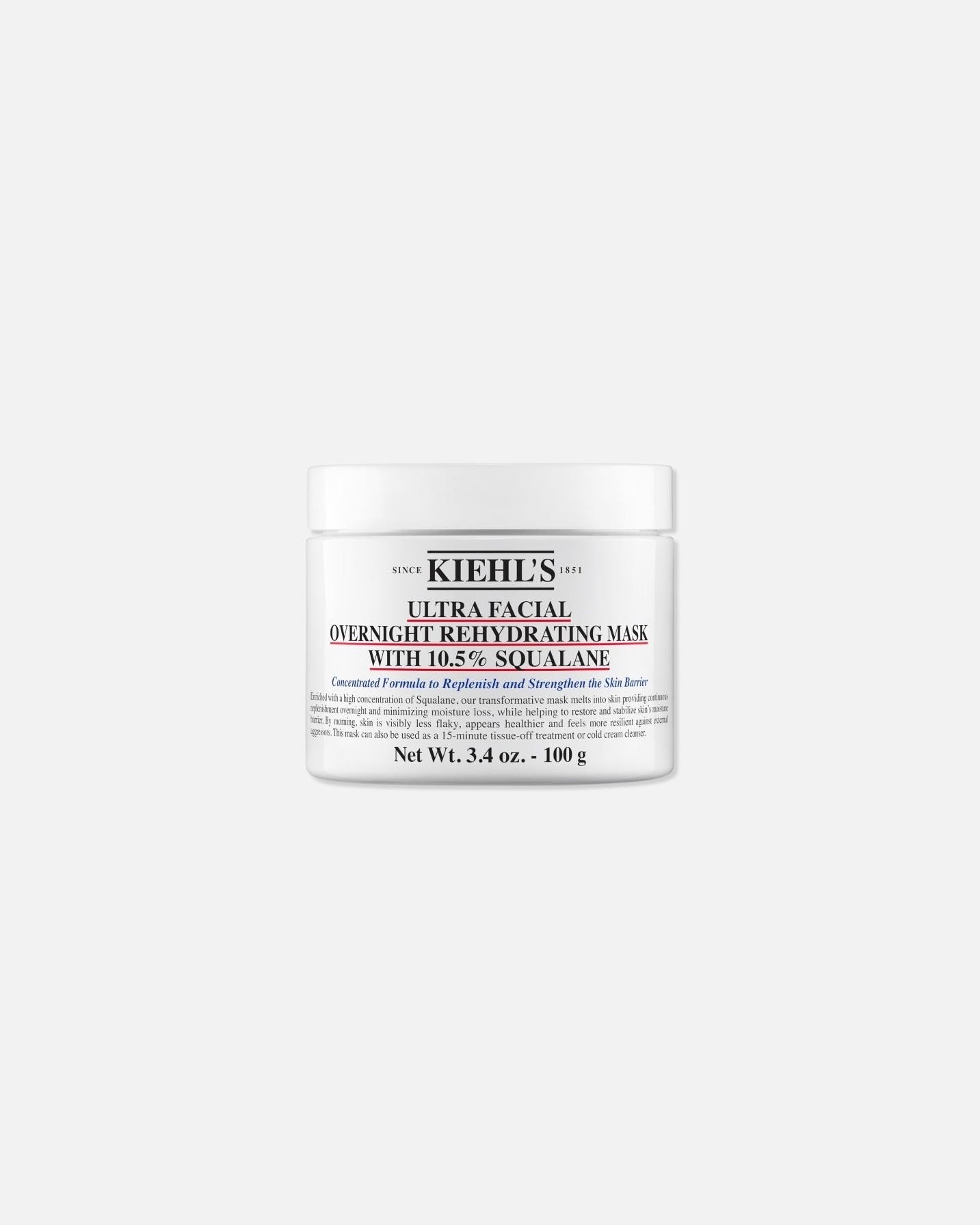 Kiehl's Hydrating Mask Ultra Facial Overnight rehydrating Mask su 10,5% skvalano - 100ml