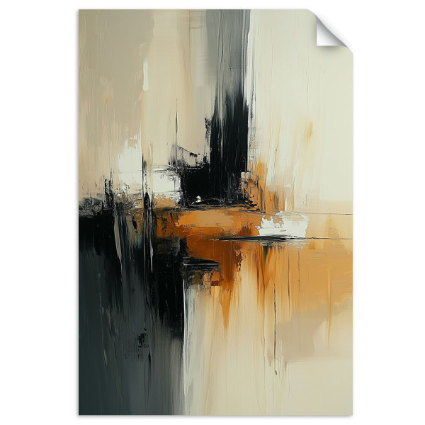 Plakat samoprzylepny Feeby Abstrakcja beżowy pomarańczowy czarny 20x30