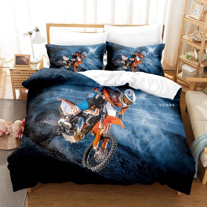 Funda nórdica de moto de 200x200cm con 2 fundas de almohada, funda nórdica de motocross, para adultos, hombres, niños y niñas.