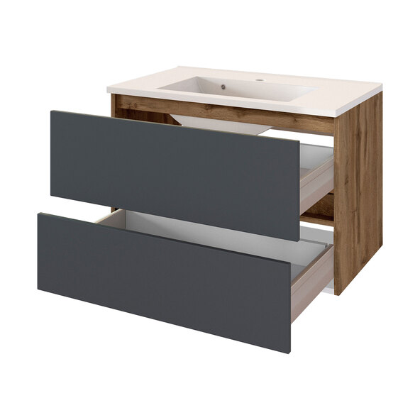 Lincoln washbasin, 80 cm, matt grey/wotan oak