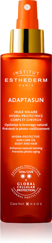 Óleo bronzeador para corpo e cabelo Institut Esthederm Adaptasun Sun Care Oil com proteção UV média