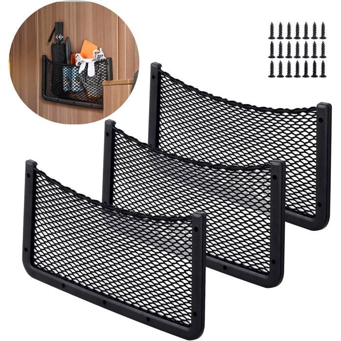3-Piece Car Storage Net, 40 x 20cm Trunk Organizers, Car Pocket Organizer Bag, for Motorhomes