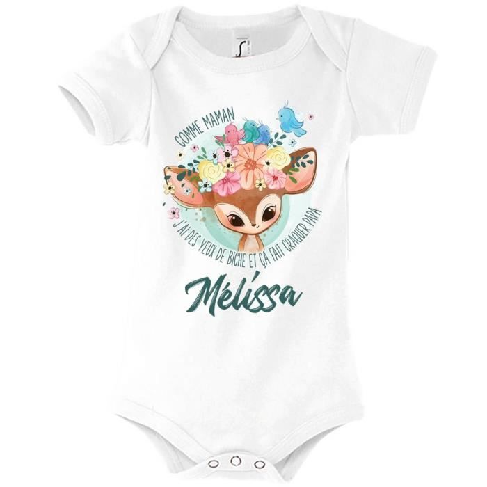 Melissa | Baby bodysuit with name for girl | Like Mommy with doe eyes | Adorable baby clothes for 3-6 months
