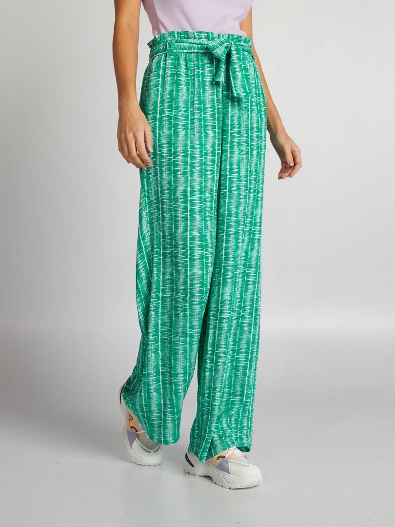 Broek met strikceintuur - GROEN