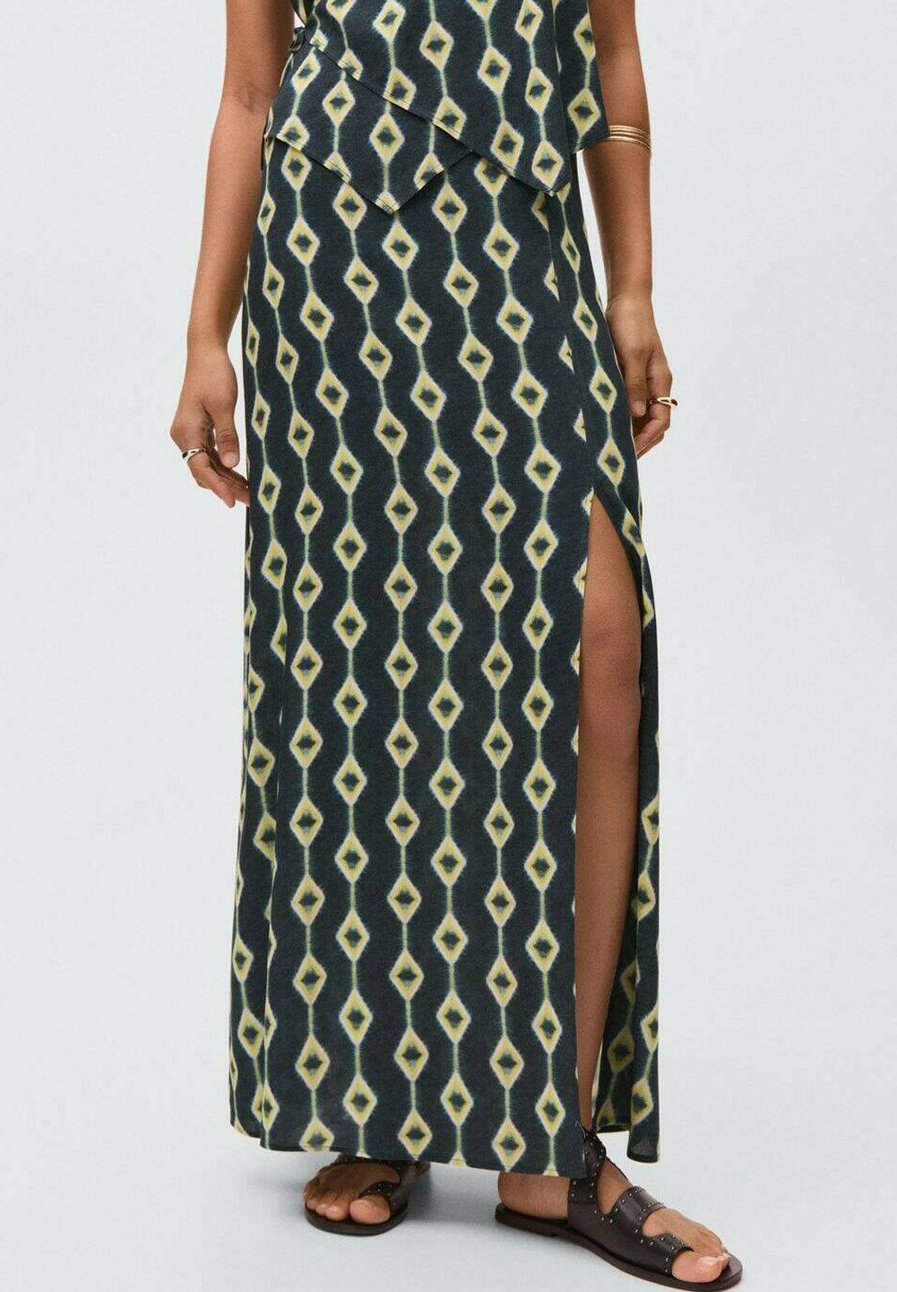 Mango Kids TEEN PRINTED - Spódnica maxi - ciemnoniebieski beżowy