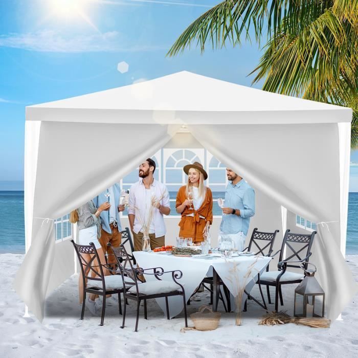 Bettizia Gazebo Tent, Garden Tent, Easy Assembly with Easy-Klett, Perfect for Parties, 3x3m, White, Gazebo Accessory