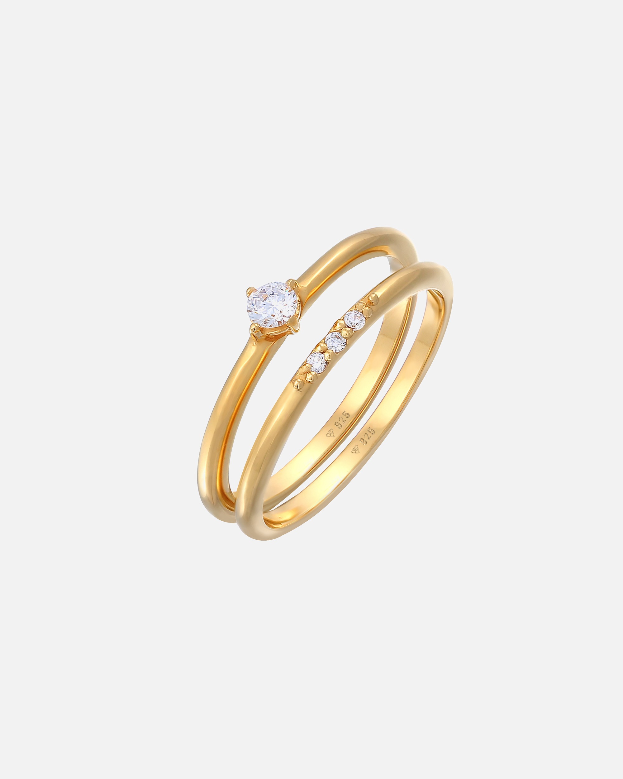 Elli Femmes Set de bagues empilées Solitaire avec des cristaux de zirconium en argent sterling 925