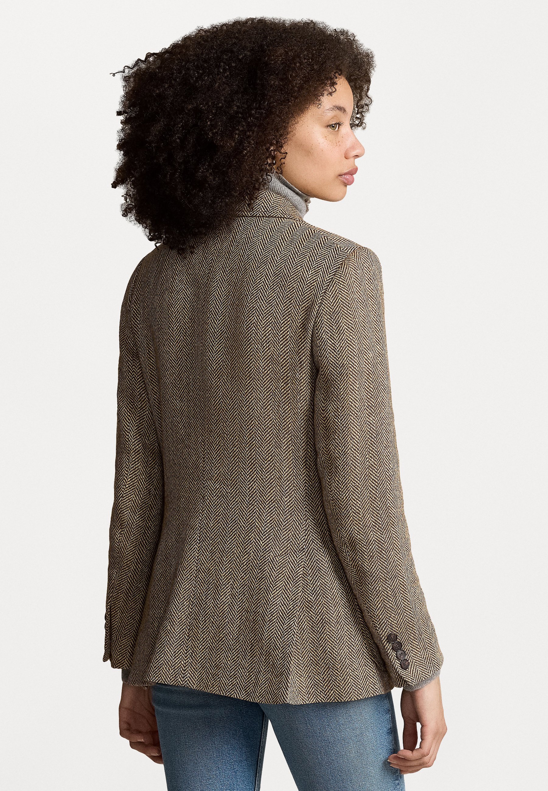 Polo Ralph Lauren Blazer aus Leinenmischung mit Fischgrätmuster - Blazer - braun/creme