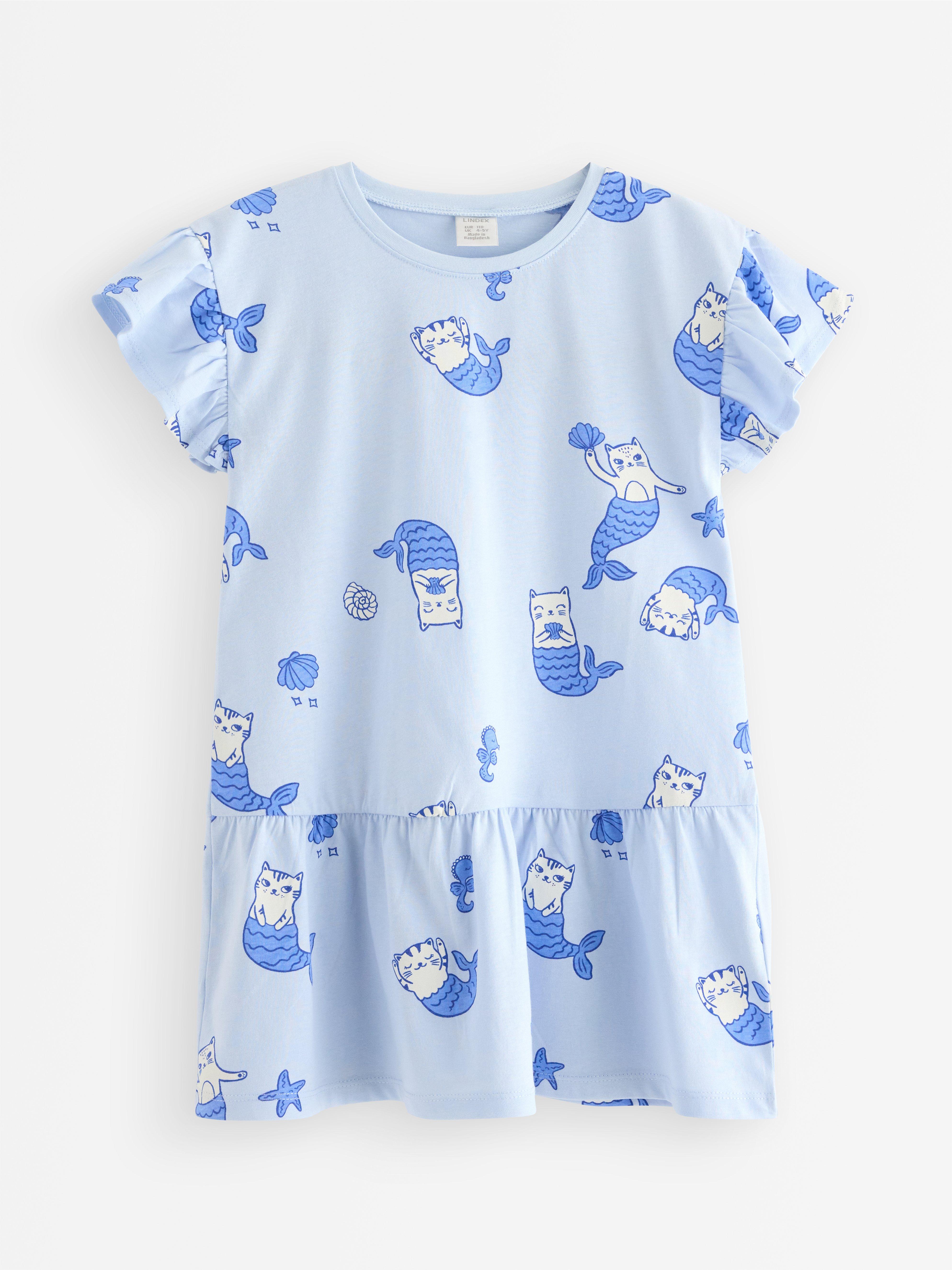 Vestido de manga corta azul claro