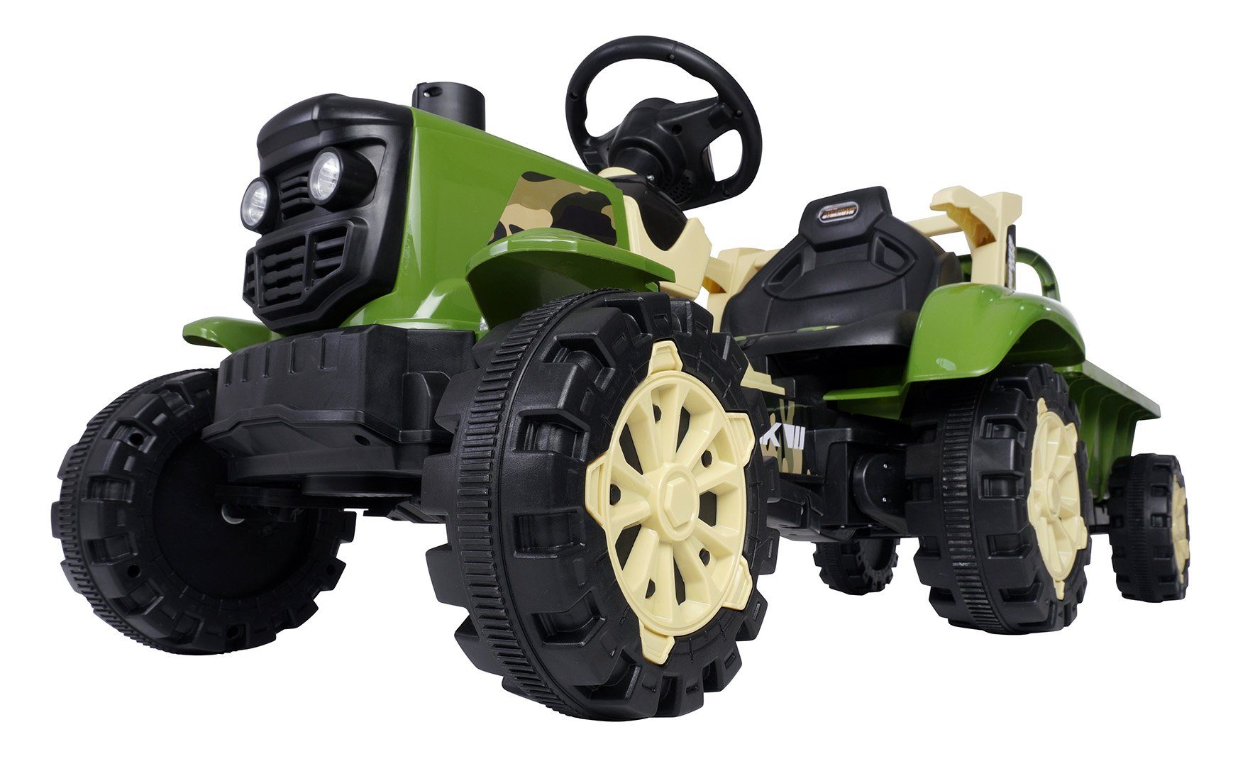 Dětský elektrický traktor Actionbikes Motors s přívěsem vč. dálkového ovládání, nosnost 30 kg, (2dílný), užitečné zatížení 30 kg - automatická brzda - 2x 6V motor - od 3 let