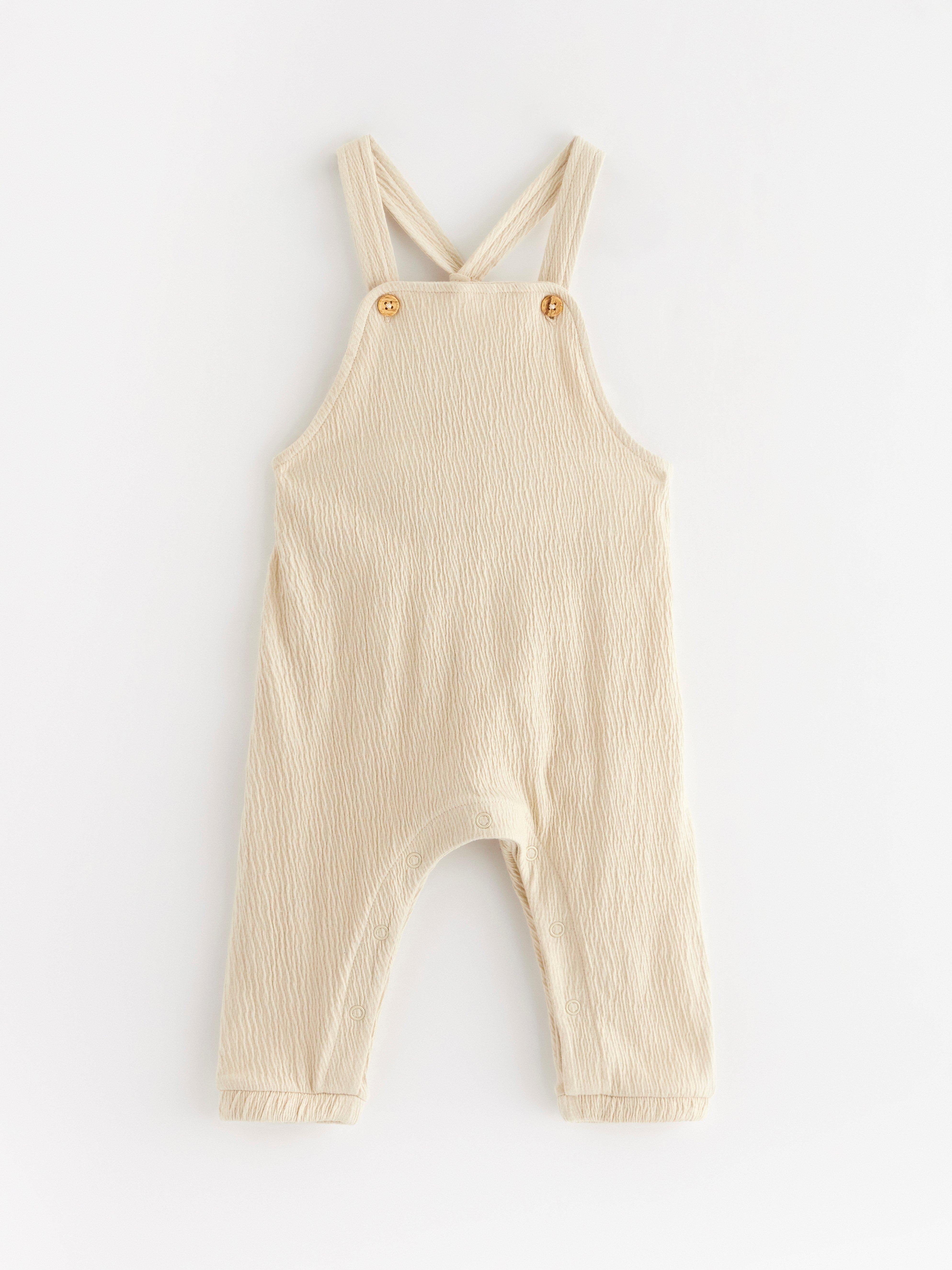 Salopette en coton froissé beige clair