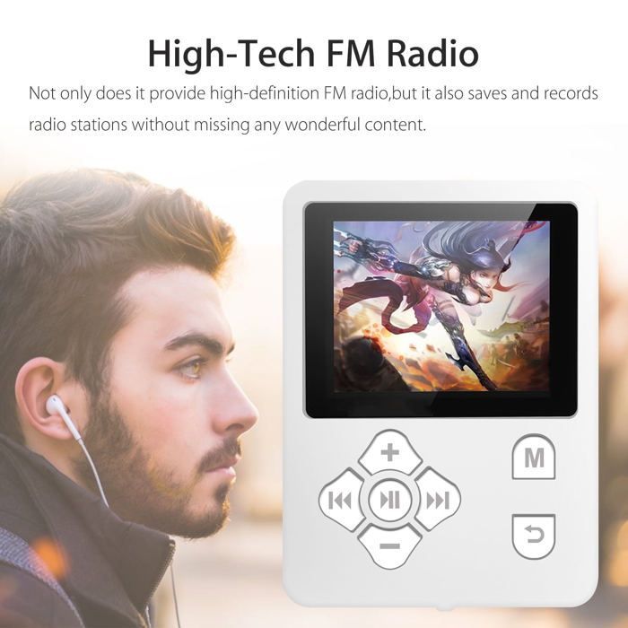 Lecteur de musique MP3 MP4 portable avec radio FM, écran LCD numérique, prend en charge une carte TF jusqu'à 32 Go, prend en charge