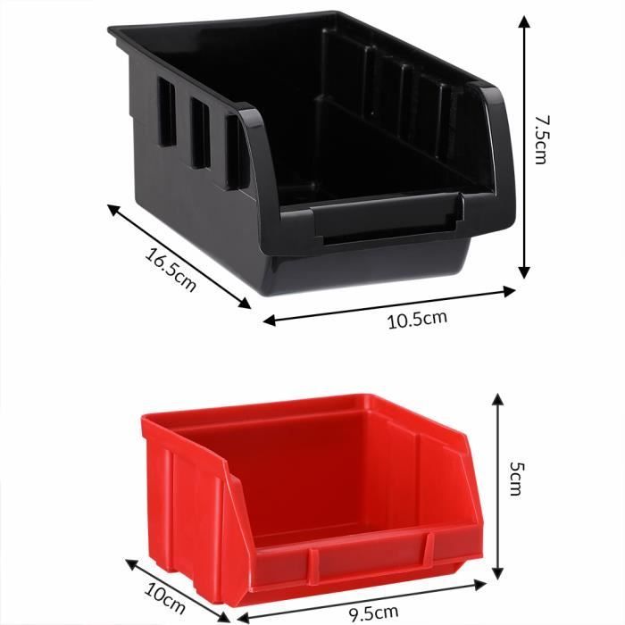 2x Werkzeugregal mit Aufbewahrungsboxen, 60 Behälter, modulares, erweiterbares, wandmontiertes Garagenregal