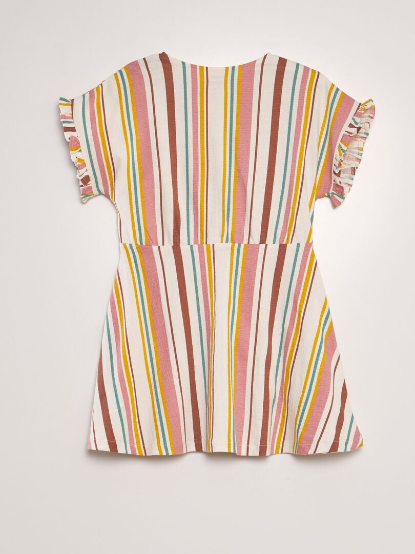 Jurk met ruches - BEIGE