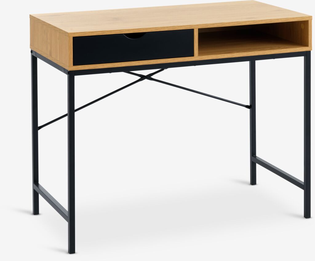 TRAPPEDAL rašomasis stalas 48x95, 1 stalčius, ąžuolas/juoda