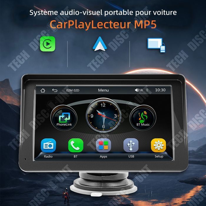 TD GPS Car com tela sensível ao toque de 7 polegadas, Bluetooth, reprodutor de MP5 e navegador veicular prático.