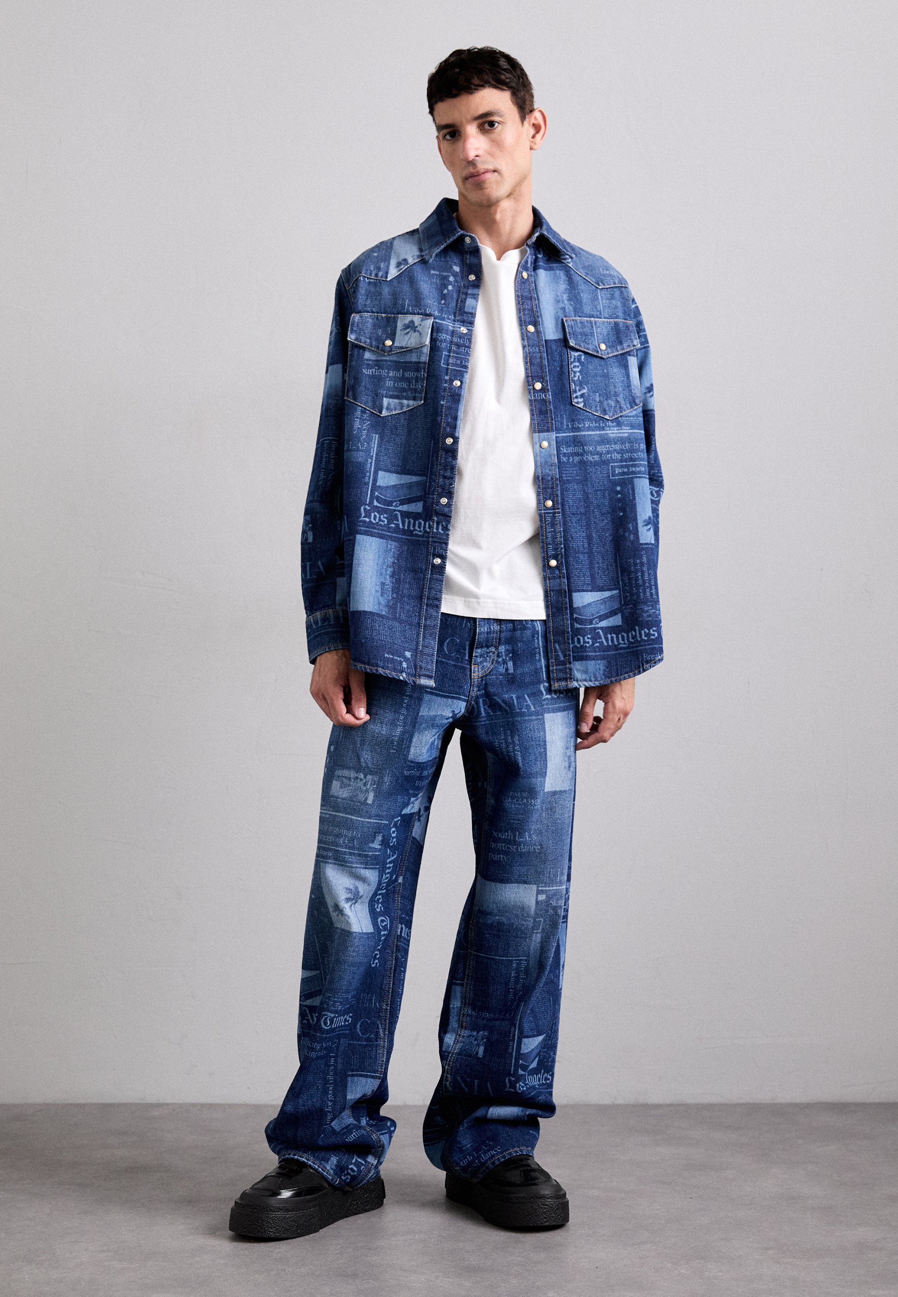 Palm Angels PAXLATIMES NEWS - Chemise - bleu moyen