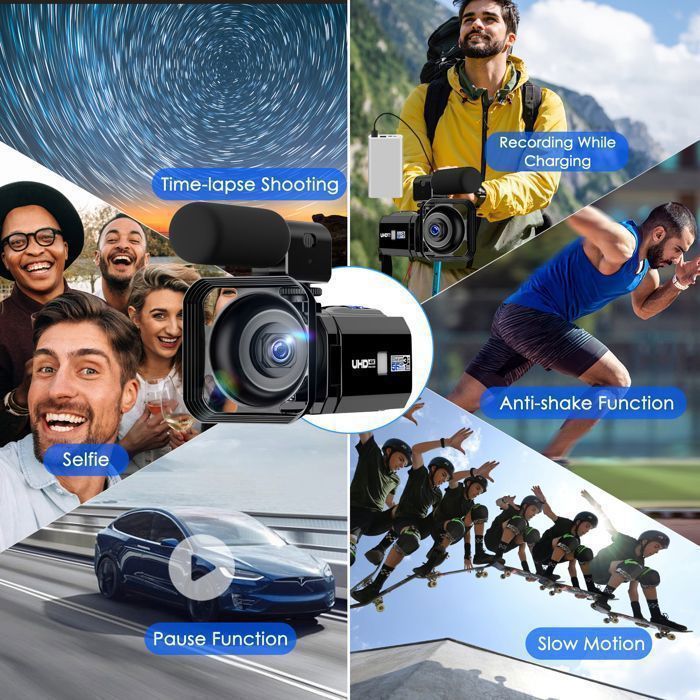 Videocámara 5K+1080P, doble lente, 56MP, cámara de video, vlogging, WiFi, pantalla táctil de 3