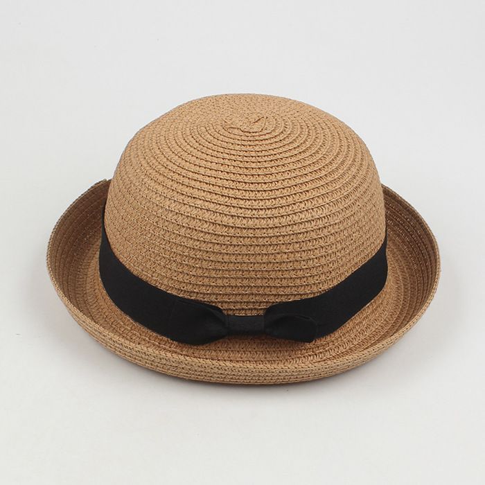 FUNMOON Sombrero de paja para niño con adorno de orejas de personaje de Baby Sun y cubo de playa Panamá - 777072