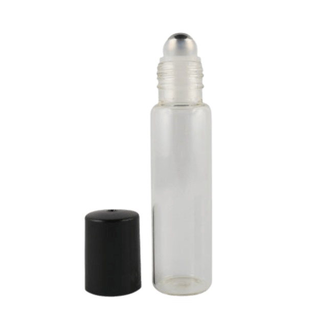 Buteleczka typu roll-on o pojemności 15 ml z przezroczystego szkła z kulką stalową