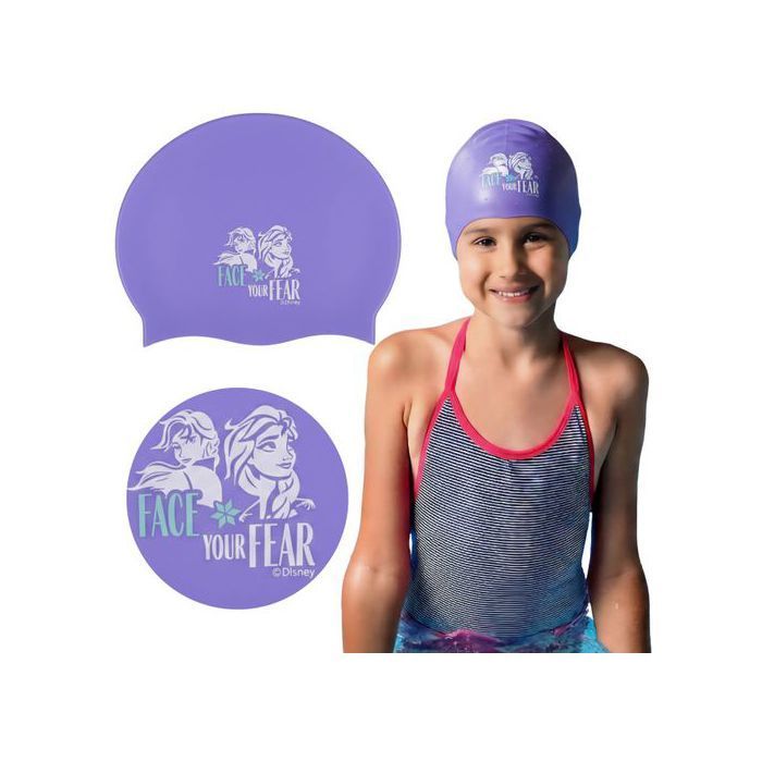 Gorro de natación elástico de silicona Disney Frozen para niños de 3 años en adelante, talla única, para piscina.