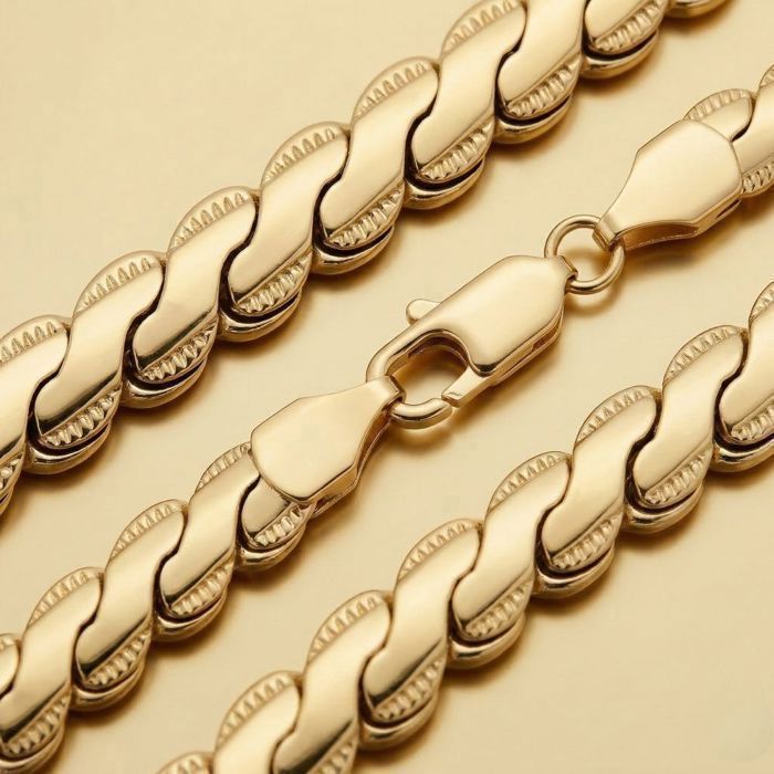 Pulseira - Elos Planos - Palmeira - Banhada a Ouro Amarelo 18k - 19 cm - Largura 6 mm - Feminina
