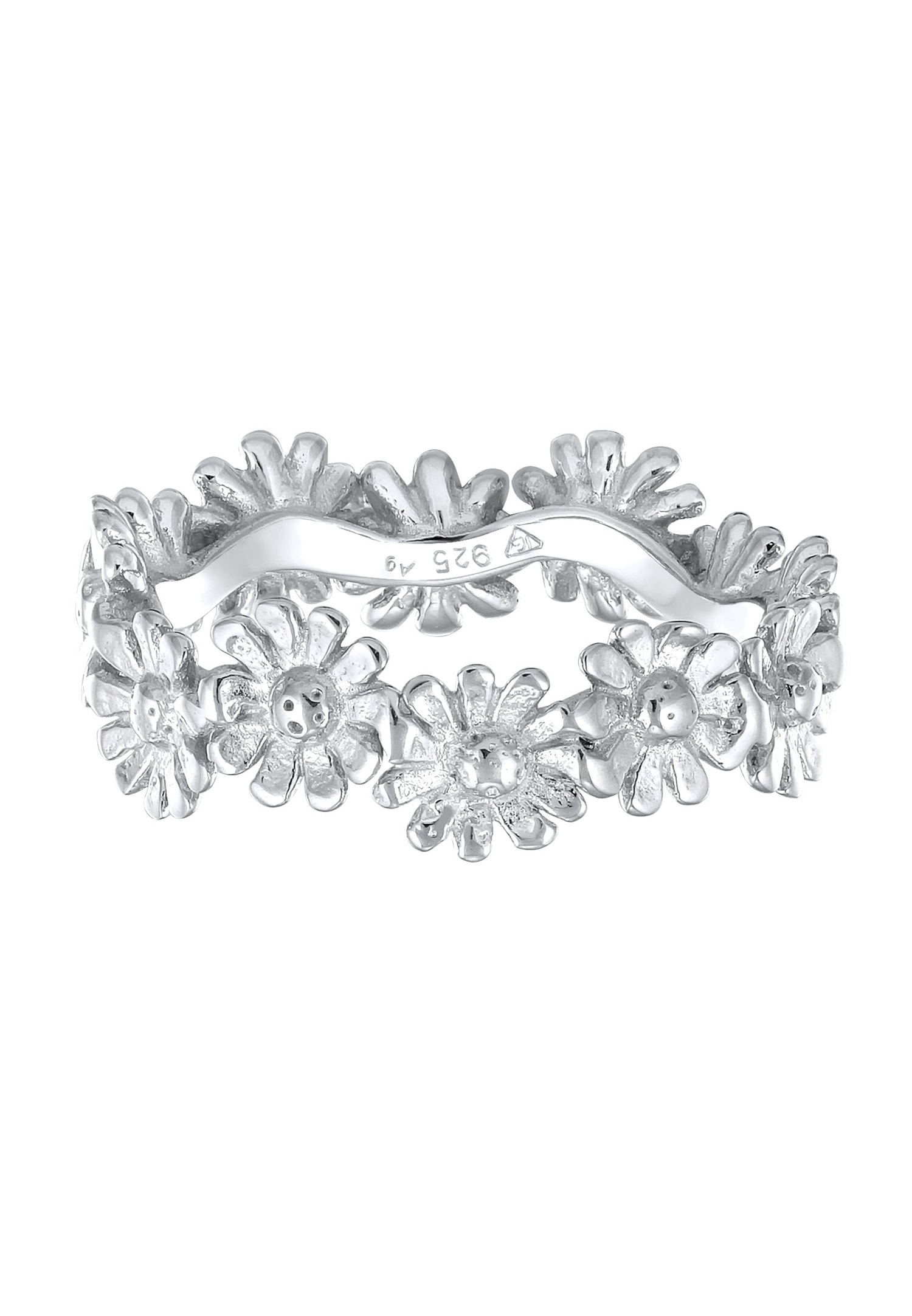 Elli Femmes Bande Fleur Boho Look Tendance en Argent Sterling 925