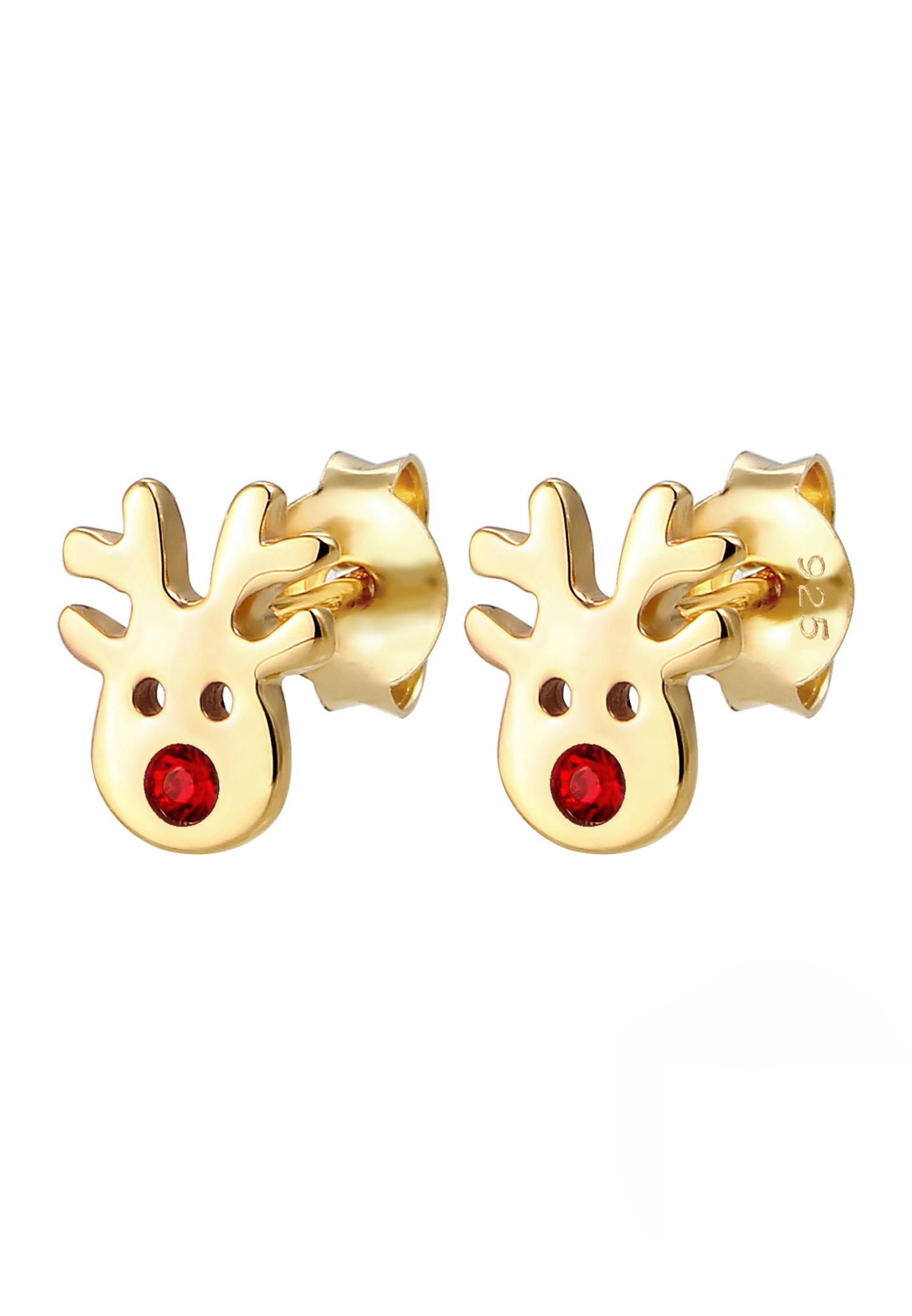 Elli Enfants Clous d'oreilles Motif Renne Ludique avec Cristal en Argent Sterling 925
