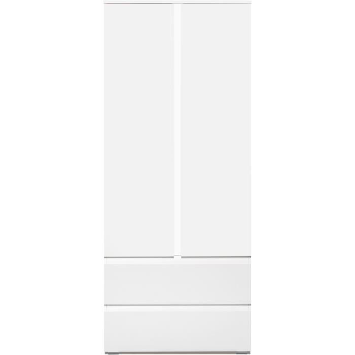 IMAGE7 Wardrobe - 2 doors + 2 drawers - Matte White - W80 x H191 x D40 cm