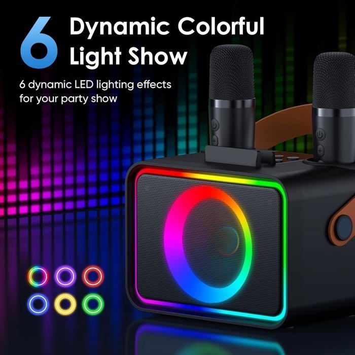 Máquina de karaoke con 2 micrófonos para adultos y niños, altavoz de karaoke Bluetooth portátil para adultos y niños.