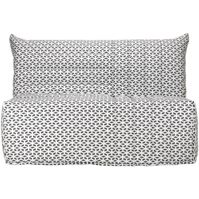Divano letto COMFORT BULTEX a 3 posti - Tessuto bianco e nero - Prodotto in Francia - L 142 x P 101 cm - BECCI
