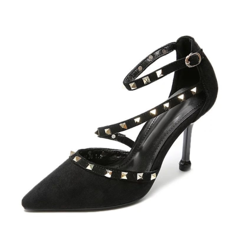 Rivet Fashion Thin Heel Women High Heels Sandals Pointed Toe Female Summer Gladiator Sandals